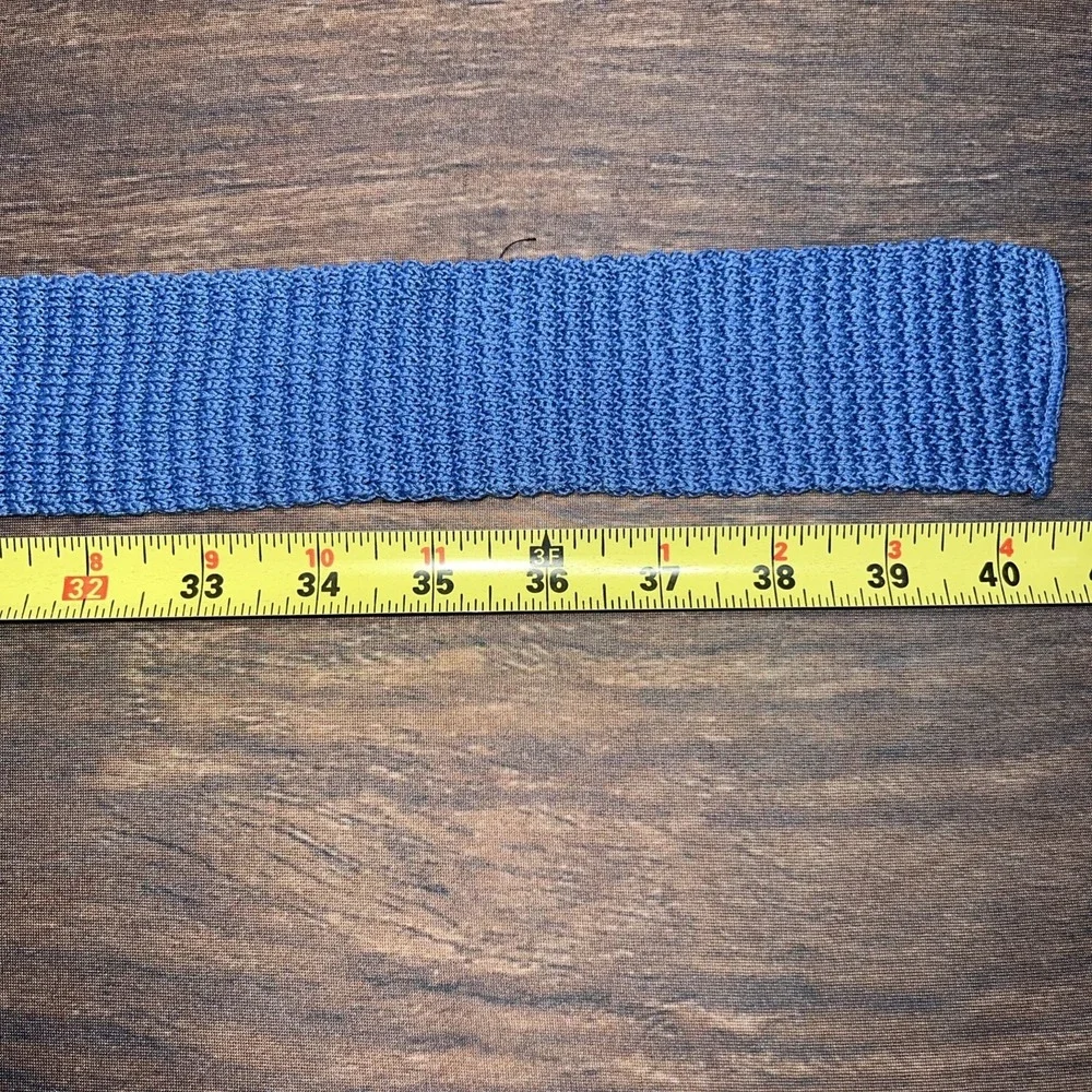 Vintage Chaps Ralph Lauren Square Tip Knit Cotton Tie Blue Men's Preppy - Picture 7 of 9